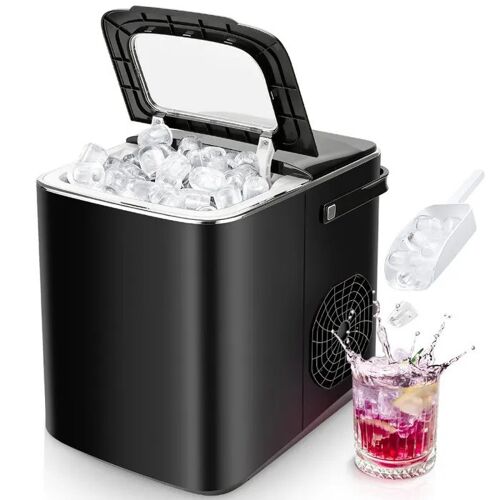 Machine à Glaçons - 9 Glaçons en 6 à 8 Minutes, 12kg en 24h - Autonettoyante, Alarme niveau d'eau bas/glace pleine