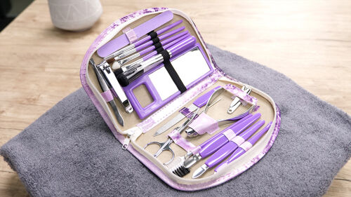 Kit Manucure "Lavander" De 18 Pièces - Soin Des Ongles 