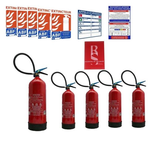 Kit 5 extincteurs a eau 6 litre nf pour erp 3 eme catégorie