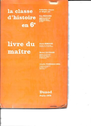 La Classe D'Histoire En 6ème Livre Du Maître Dunod