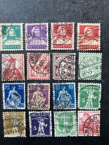 Lot 16 Timbres Suisse Helvetia 1882-1940 — Dont Franco Helvetia Anciens