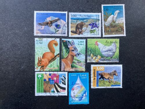 Lot 9 Timbres France — Thème Nature, Faune & Environnement — Années 1995-2002