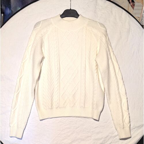 Pull Cache Cache Blanc Couleur Unie Motif Formes Géométriques Vêtement Tendance Mode Filles
