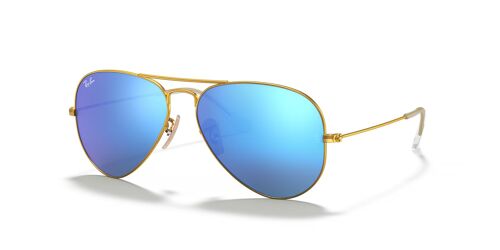 Ray-Ban Aviator Rb3025 Lunettes De Soleil Doré Verres Miroir Bleu