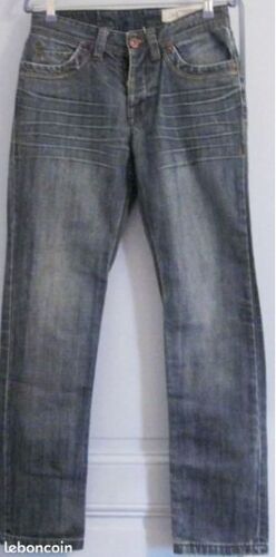 Jean Springfield W28 L34 Bleu Délavé, Boutons Métal De Couleurs Différentes, Rayures D'Origine