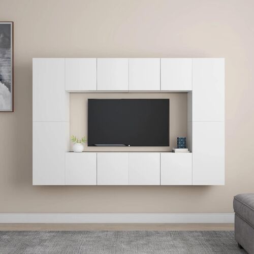 vidaXL Ensemble de meubles TV 8 pcs Blanc Bois d'ingénierie