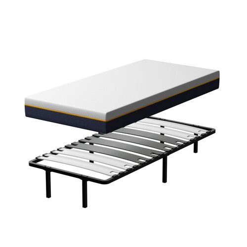 Ensemble matelas double en mousse de 17 cm + sommier à lattes larges 90x190 cm