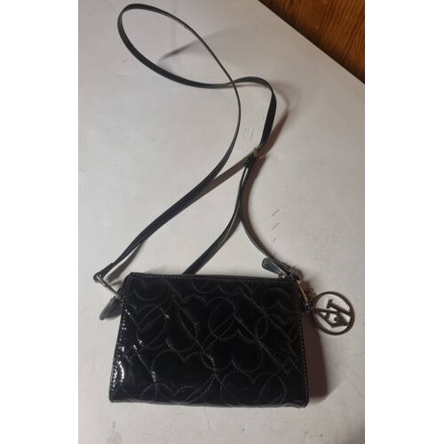 sac armani jeans noir vernis  aj logo bandoulière élégante petit sac femme