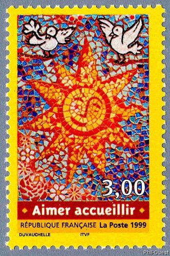 Timbre "Aimer Accueillir" : Mosaïque Soleil Année 1999 N° 3255 Yvert Et Tellier Luxe