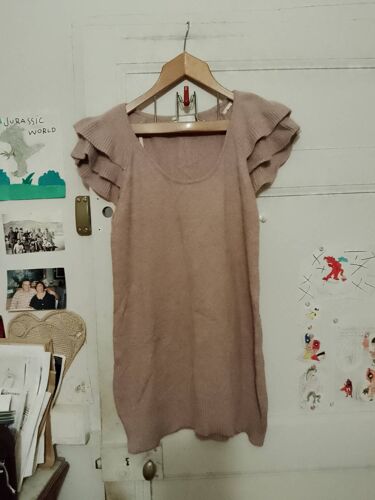 Robe Pull Beige Manches Frou Frou 40 L Promod.