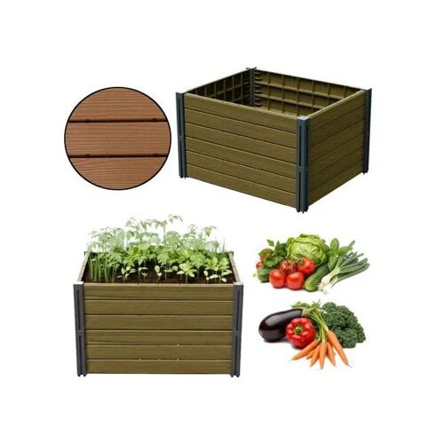 Parterre Surélevé, Jardinière, Bordure De Jardin, Coupe-Bordure, Palissade, Bordure De Jardin Imitation Bois 62 X 76 X 46 Cm Braun