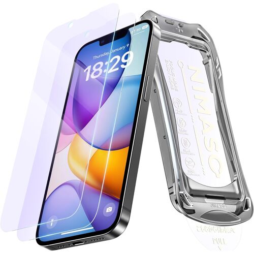 KALANKA-pour iPhone 17e/16e/13 Pro/13/14 Protection écran Anti-Lumière Bleue 6.1 Pouces, Installation Instantanée Sans Poussière, Verre Trempé 9H, Résistant aux chocs militaire, Anti-Rayures, 2 Pack