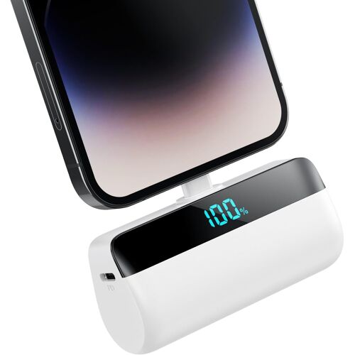 Jgd-Mini Batterie Externe Pour Iphone 5200mah, Améliorée 20w Pd 3.0a Charge Rapide Power Bank, Compact Léger Chargeur Portable Avec Écran Lcd Batterie Portable Compatible Avec Iphone 14/13/12/11 (Wei