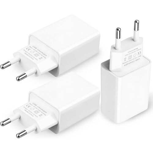 KALANKA-3 Pièces Chargeur 5V 2A 10W Adaptateur Secteur USB Universel Mini Bloc Prise Charge Rapide Embout Charger pour iPhone Samsung Huawei Smartphone Smartwatch Ecouteurs LED Lights Monitoring