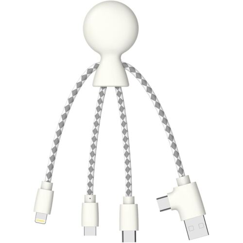 JGD-- Mr Bio Câble Multi USB 4 en 1 en Forme de Pieuvre - Chargeur Universel en Plastique Recyclé issu des Océans - USB - USB-C - Lightning - Micro USB - Compatible Smartphones - Blanc