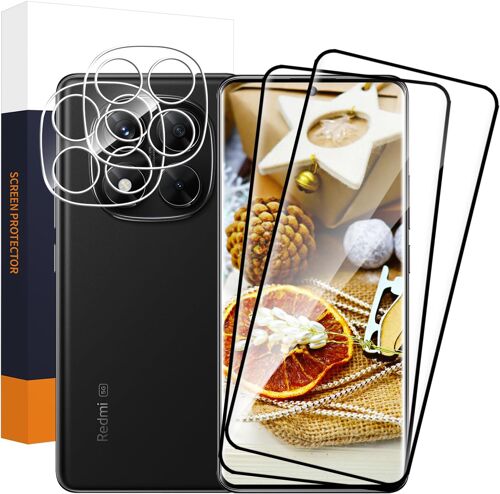 KALANKA-Verre Trempé pour Xiaomi Redmi Note 14 Pro/Xiaomi Poco X7 5G, 2+2 pièces 9H Dureté vitre protection+Caméra Arrière, 3D Haute Sensibilité, Grande clarté Redmi Note 14 Pro protection écran