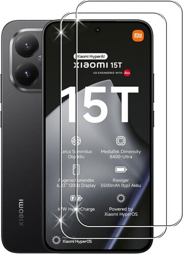 JGD-Lot de 2 films de protection d'écran en verre blindé pour Xiaomi 15T / 15T Pro, film de protection d'écran 9H, anti-rayures, anti-huile, anti-bulles