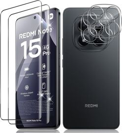 KALANKA-Verre Trempé pour Xiaomi Redmi Note 15 Pro 4G, 2+2 Pièces Protection écran et Caméra Arrière Protecteur, 9H Dureté Film Protection Écran Haute Définition Résistant aux Rayures
