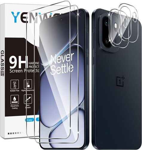 JGD-Verre Trempé pour Oneplus 15R, 2 Pièces Protection écran Film et 2 Pièces Caméra Arrière Protecteur, 2.5D Vitre Protecteur, Anti Rayures, Dureté 9H Glass HD, Sans Bulles