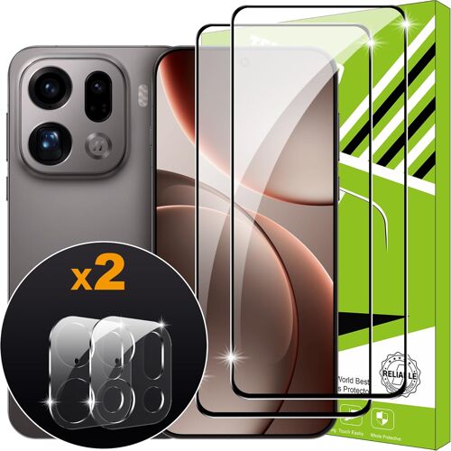JGD-Verre Trempé pour OPPO Find X9 Pro [2+2 Pièces] Caméra Arrière Protecteur Film + HD Protecteur d'écran Verre Trempé