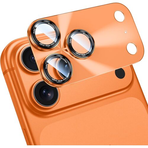 JGD-Protecteur d'Objectif pour iPhone 17 Pro, Protection Intégrale en Verre Trempé 9H avec Anneau Métallique, Panneau en Matériau Composite, Anti-rayures, HD(Orange)