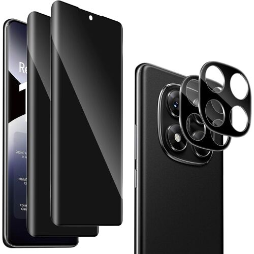 KALANKA-2+2 pièces Anti-Espion Verre Trempé pour Xiaomi Redmi Note 14 Pro 5G/ Poco X7 + Protecteur d'Objectif de Caméra Arrière, 9H Dureté Privacy écran, Anti-Rayures Anti-Spy Film Sans Bulles