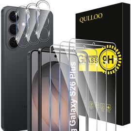 JGD-Verre Trempé pour Samsung Galaxy S26 Plus / S26+, 3 Pièces Protecteur D'écran et 3 Pièces Caméra Arrière Protecteur, 9H Dureté Film Protection Écran HD Clarté Anti Rayures Vitre Protection