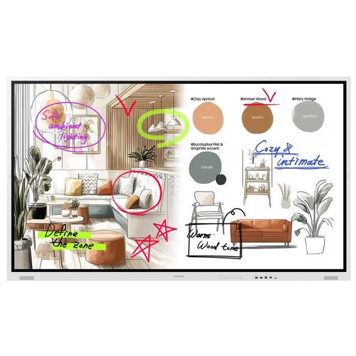 Samsung Flip WM75FX - 75" WMFX Series écran LCD rétro-éclairé par LED - éducation/entreprise - avec tableau blanc interactif intégré, écran tactile (multitouch) - Tizen OS - 4K UHD (2160p) 3840 x 2160 - blanc grisé
