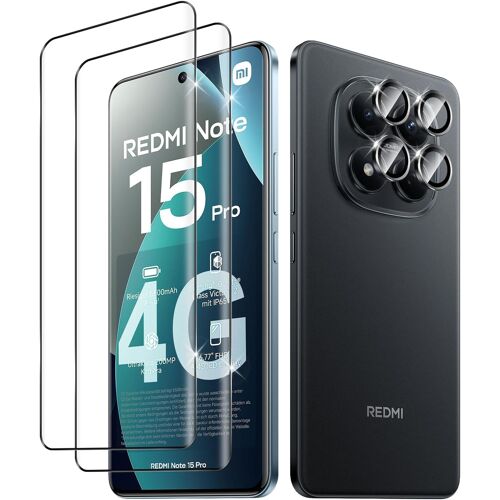 JGD-pour Xiaomi Redmi Note 15 Pro 4G Verre Trempé, 2+1 Pièces Protection écran + Caméra Arrière Protecteur Film, 9H Dureté Anti-Rayures HD Sans Bulles Vitre Trempé Protecteurs d'écran