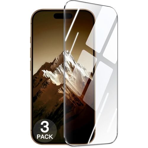 JGD-9H+ Protection D'écran Incassable pour iPhone 16 Pro Max 6,9 Pouces, Film en Verre Trempé Qualité Militaire avec Outil d'Installation Facile, Compatible Coque, HD Transparent, Lot de 3