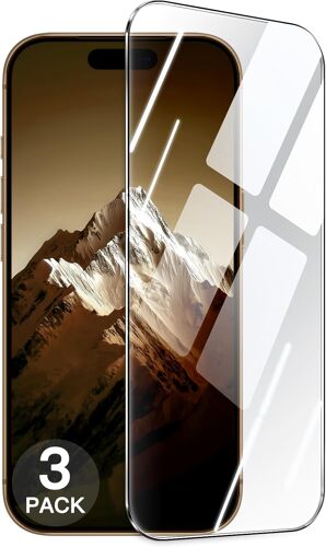 JGD-9H+ Protection D'écran Incassable pour iPhone 16 Pro Max 6,9 Pouces, Film en Verre Trempé Qualité Militaire avec Outil d'Installation Facile, Compatible Coque, HD Transparent, Lot de 3
