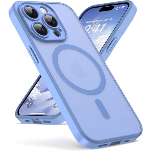 JGD--Coque pour iPhone 14 Pro Compatible avec MagSafe Magnétique, Housse de Arrière Translucide Givrée PC, TPU Silicone Bumper Étui Protection Antichoc Militaire Anti-Empreintes-Mauve