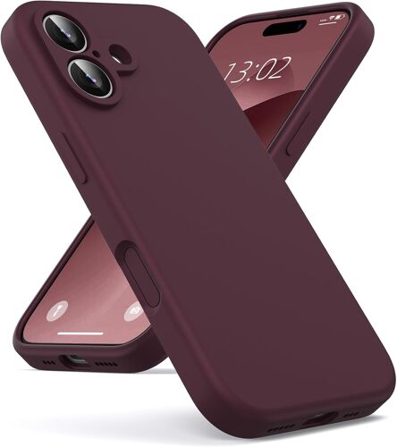 JGD-- Coque Compatible avec iPhone 17 Silicone LiquideIntérieur Doublure Microfibre, Housse Protection Antichoc, Étui Résistant aux Rayures, iPhone 17 Case - Bordeaux