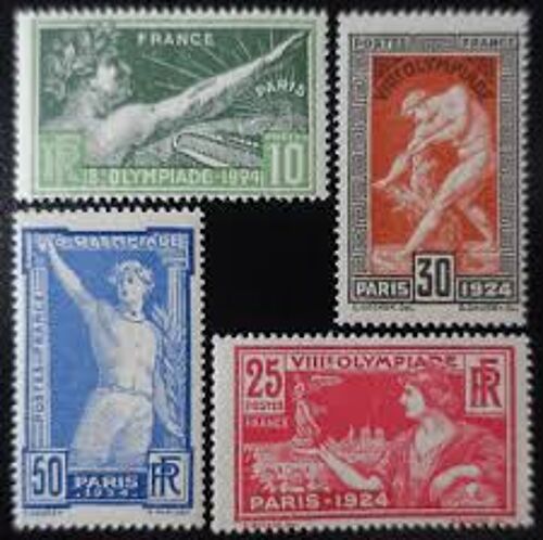 Jeux Olympiques De Paris Série Complète Année 1924 N° 183 184 185 186 Yvert Et Tellier Qualité+ (Neufs Mais Sans Gomme)