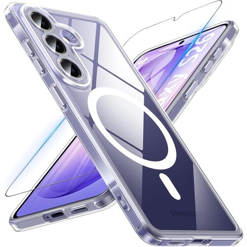 JGD-Magnétique Coque pour Samsung Galaxy S26 avec Verre Trempé Compatible avec MagSafe, Translucide Étui Housse Antichoc pour Samsung Galaxy S26, Transparent