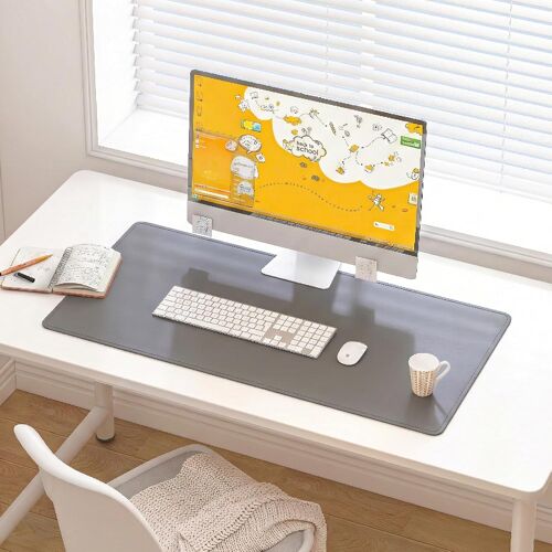 JGD-Tapis de bureau en cuir,sous-main de bureau - grand tapis de souris pour ordinateur portable - tapis d'écriture imperméable pour bureau et maison (gris foncé, 80 x 40 cm)