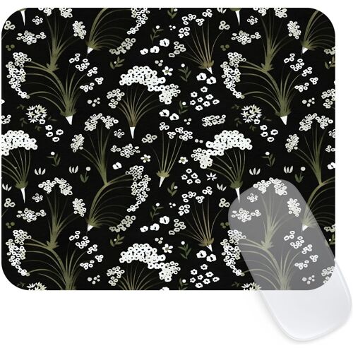 JGD-Vintage Carré Flower Tapis de Souris,Bord Cousu Petit Tapis Souris à Motifs pour Filles,Boho Imperméable Tapis Souris d`Ordinateur avec Caoutchouc Antidérapant pour Bureau et Maison,Noir