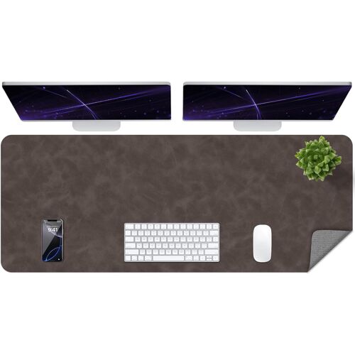 JGD-Tapis de Bureau Vieilli - Tapis de Bureau en Cuir Double Face avec Suède, Protecteur de Table Imperméable, Tapis de Bureau D'ordinateur, Tapis de Souris pour Ecrire et Peindre (Gris Foncé, 120x60