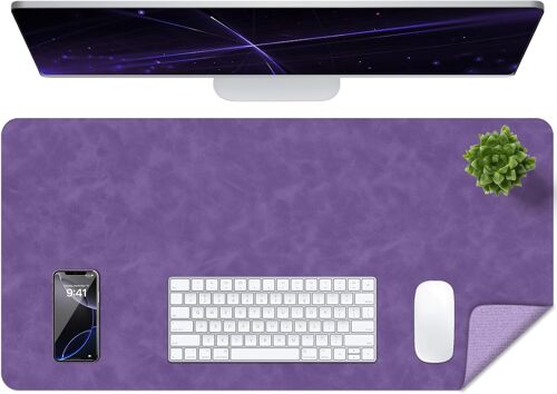 JGD-Sous-main de bureau en cuir vieilli imperméable, facile à nettoyer, tapis de souris et de clavier, tapis d'écriture (violet, 80 x 40 cm)