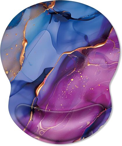 JGD-Tapis de souris ergonomique avec repose-poignet en gel confortable, base antidérapante en PU, surface texturée lisse, réduit la fatigue de la main du poignet, 22 x 18 cm, motif or liquide
