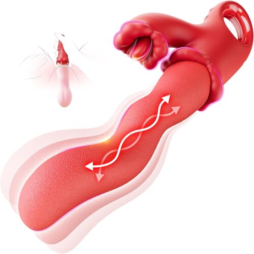Jgd-Vibromasseur Sex Toy¿S Femme Clitoridien Langue, 3 In 1 Gode Vibro-Masseur Sex Toys Avec 10 Modes Vibrations,Réaliste Sextoyse Femme Clitoridienne Stimulateur Sex Toy Silicone Vibro