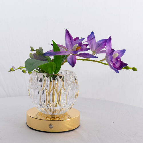 Lampe Décorative À Orchidées En Verre Cristal, Lampe De Chevet Led Rechargeable Usb Avec Interrupteur Tactile, Décoration Florale Pour Chambre Et Salon