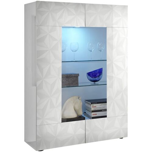 Vitrine PARIGI laquée blanc brillant 121 x 43 x 166 cm