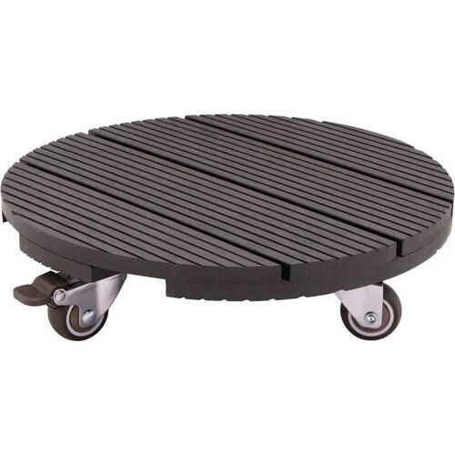 Support De Pot À Roulettes Nature Wpc Anthracite Ø30 Cm