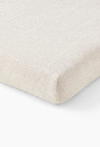Drap Housse, Lin Lavé Beige Clair