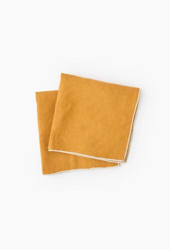 2 Serviettes De Table En Lin , 40x40 Brun Clair