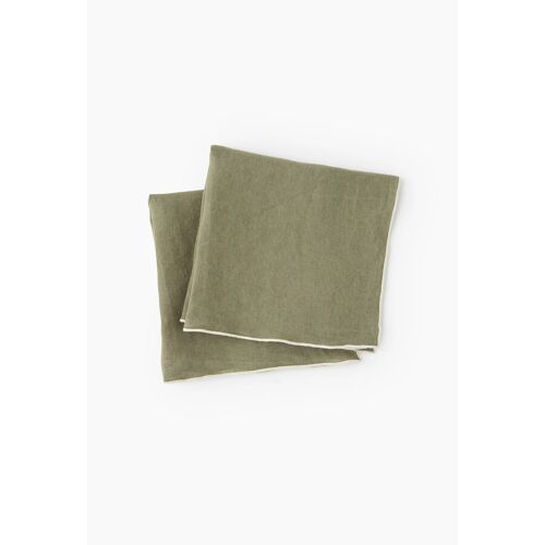 2 Serviettes De Table En Lin , 40x40 Vert Foncé