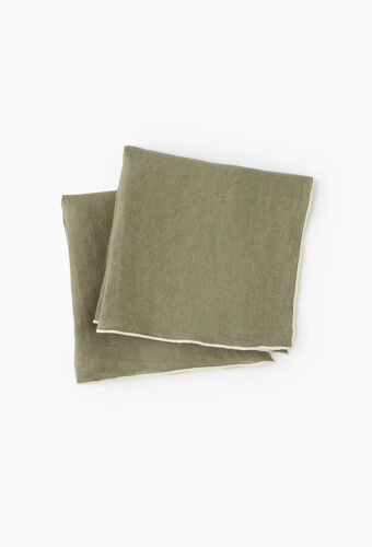 2 Serviettes De Table En Lin , 40x40 Vert Foncé