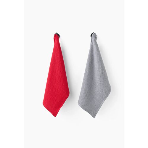 Lot De 2 Essuie-Mains, 30x50cm, 100% Coton Rouge