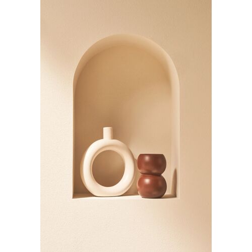 Vase soliflore cercle, 25x23cm, en céramique Beige